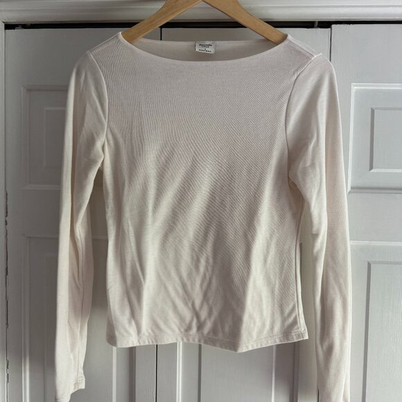 Abercrombie & Fitch Tops - A&F x Kathleen Post Boatneck Cream LS Top